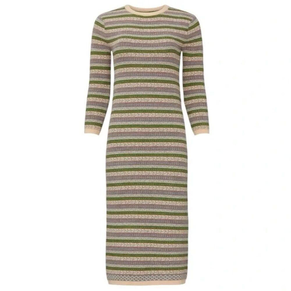 Sweet Baby Jamie Cute Novelty retro Stripe Cozy Fall Sweater midi Dress MED - Picture 4 of 8